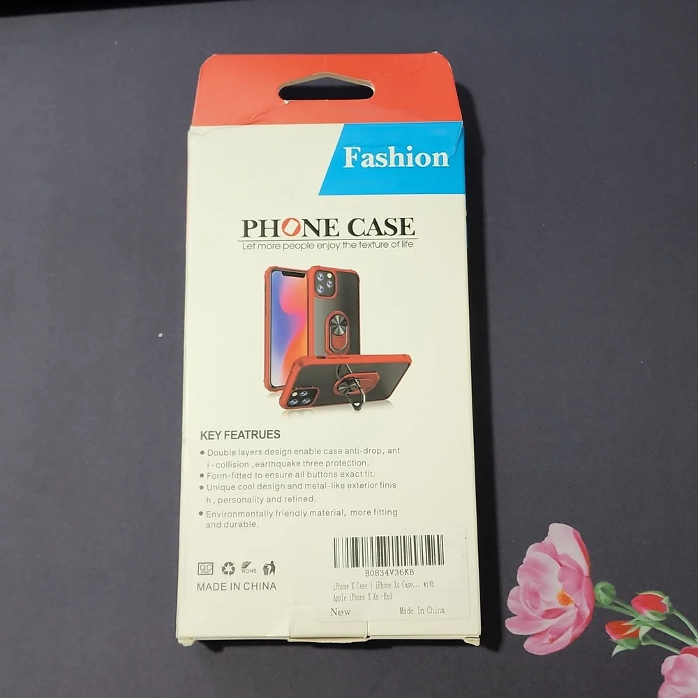 iPhone Xs Cell Phone Case with screen protector, Red